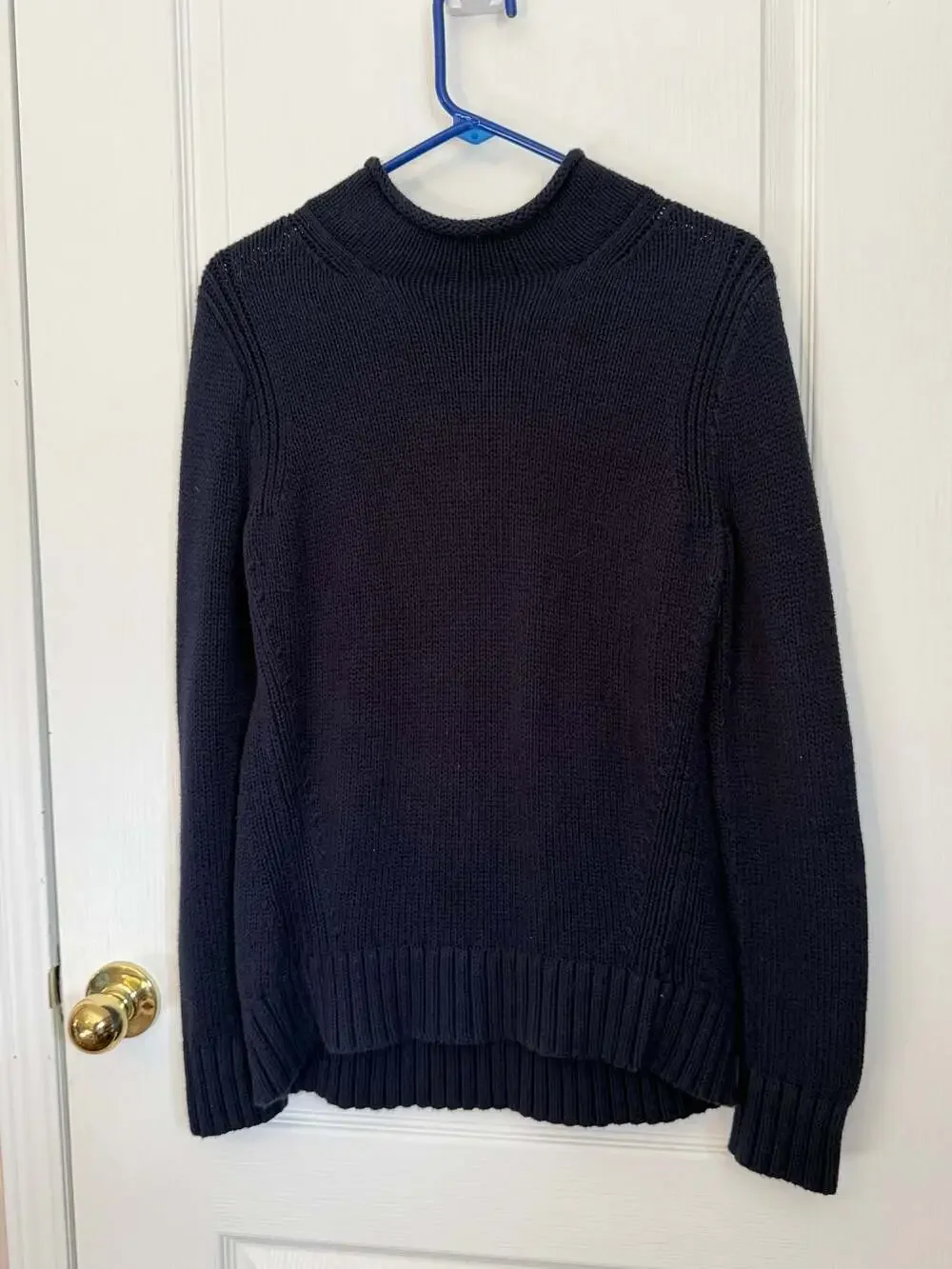 J. Crew 1988 Rollneck Pullover Sweater Navy Blue Cotton Size Small